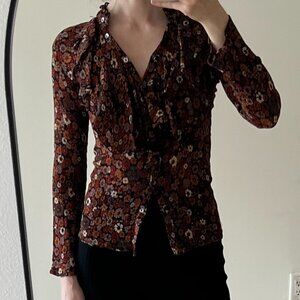 Antik Batik Floral Cotton Blouse - Size XS